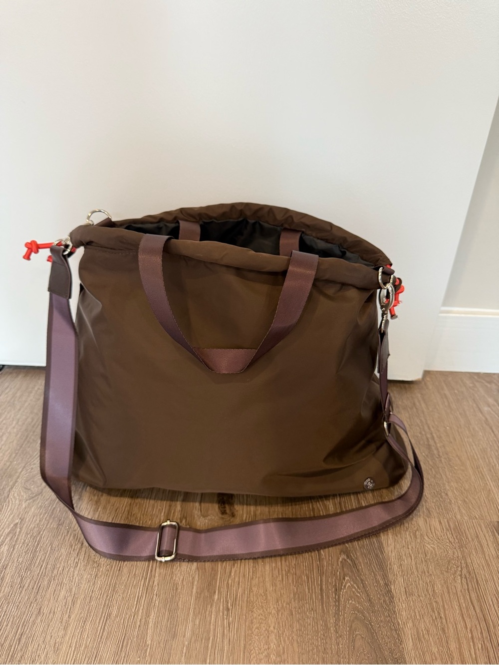Peloton Brown Cinch Sack Crossbody Bag